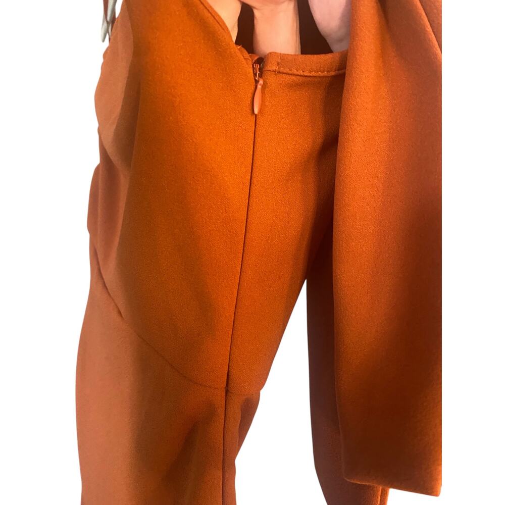 PRETTYGARDEN burnt Orange one Shoulder Long  Sleeveless Ruched dress size S - Picture 6 of 6